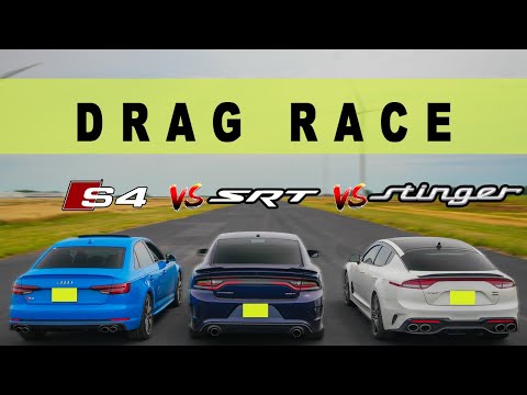 Видео: Dodge Charger SRT против Audi S4 против Kia Stinger GT — гонка, которую вы ждали! Гонка Drag and ...