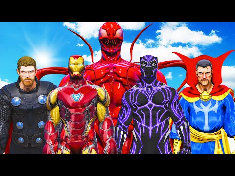 Видео: Marvel Superheroes vs Carnage - Железный человек, Тор, Черная пантера, Доктор Стрэндж
