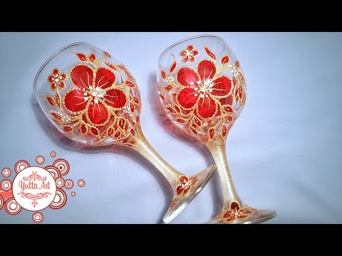 Видео: Оформление бокалов / Как декорировать / Витражная роспись / DIY