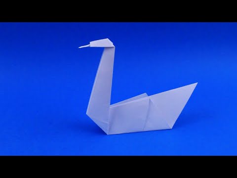 Видео: Как сделать лебедя из бумаги. Оригами лебедь