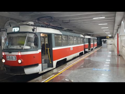 Видео: Зимний Волгоград. Трамвайный маршрут СТ2. "Волгоградский тракторный завод" - "Ельшанка". Volgograd.