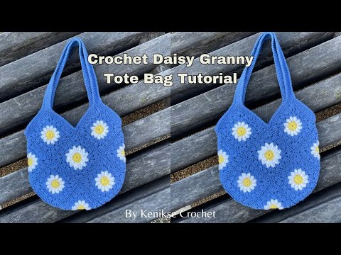 Видео: Урок по вязанию сумки-шоппера «Ромашка» в стиле «бабушкин квадрат» I Kenikse Crochet