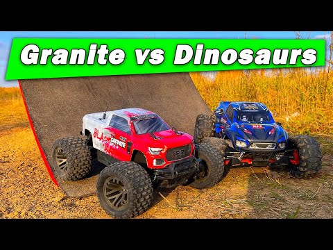 Видео: Трамплин: Remo Hobby Dinosaurs против ARRMA Granite