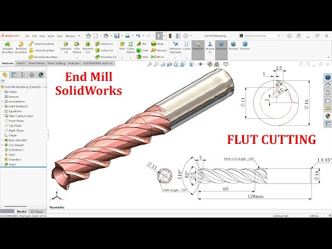 Видео: Моделирование концевой фрезы в SolidWorks