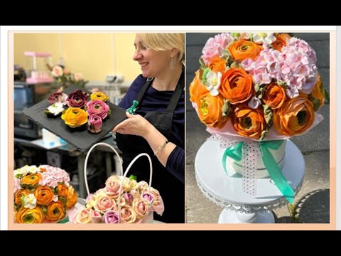Видео: МК 2 часть 💫 Зефирная флористика-РАНУНКУЛЮС от @luiza_lu_tortici💫Мarshmallow ranunculus