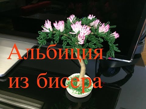 Видео: МК: АЛьБИЦИЯ. ДЕРЕВО ИЗ БИСЕРА. БИСЕРОПЛЕТЕНИЕ для НАЧИНАЮЩИХ