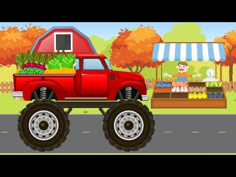 Видео: Осеннее приключение - Монстр Трак помогает фермеру - Осенний сборник мультфильмов для детей
