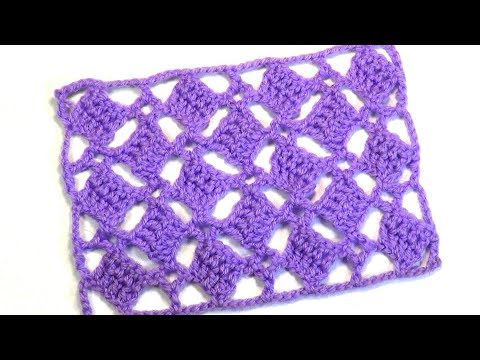 Видео: Ажурный узор с повернутыми квадратиками 2