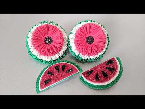 Видео: Комплект "Сочный арбузик", резинки+заколки из фоамирана. DIY
