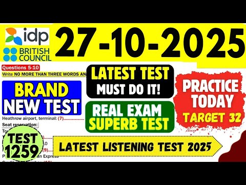 Видео: Практический тест IELTS Listening 2025 с ответами | 27.10.2025 | Номер теста: 1259