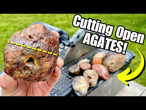 Видео: Agate Bangers РАЗРЕЗАЕТСЯ на гранильной пиле! Разоблачение агатовых полос озера Верхнее