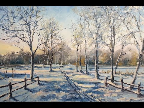 Видео: 🔝 ХуДоЖнИкИ Картина маслом / Зимний пейзаж / Александр Григорьев