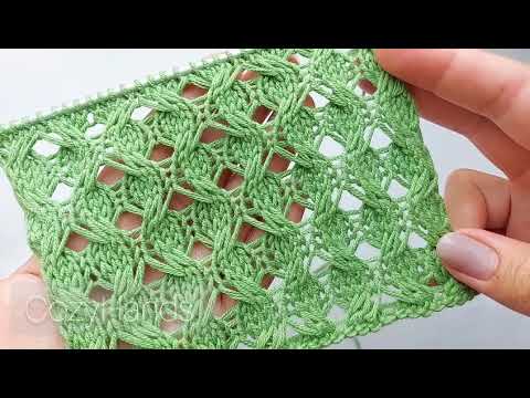 Видео: Ажурные соты из жгутов с удлинёнными петлями / Воздушный  узор спицами
