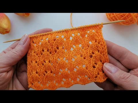 Видео: Простой летний ажурный узор спицами + схема