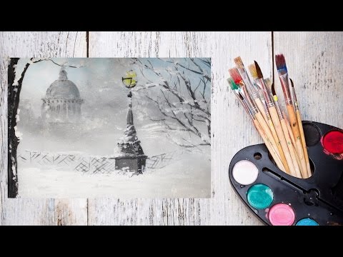 Видео: Как нарисовать зимний Петербург акрилом! #Dari Art