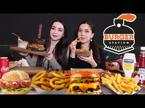 Видео: ЧЕРНЫЙ БУРГЕР / НАГЕТСЫ / САЛАТ BURGERSTATION  MUKBANG не ASMR