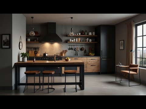 Видео: Неподвластное времени очарование индустриального минималистичного дизайна кухни; идеальное сочета...