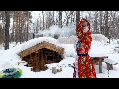 Видео: ЗЕМЛЯНКА у ручья КОНЕЦ | МАСЛЕНИЦА в ЗЕМЛЯНКЕ | МЯСНОЙ ДЕНЬ