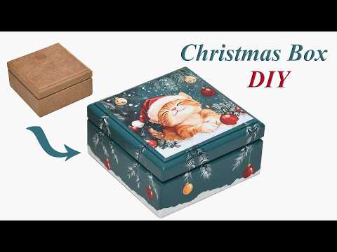 Видео: Создаём рождественскую коробку | Уроки декупажа и росписи