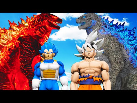 Видео: Годзилла Огонь и Годзилла Айс против Гоку и Вегеты (Dragon Ball)