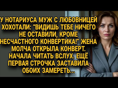 Видео: Муж с любовницей хохотали у нотариуса над конвертом, но первая строчка их сразила на повал...