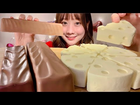 Видео: ASMR Замороженный чизкейк и шоколадный зефир【русские субтитры】【Mukbang/ Eating Sounds】