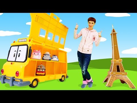 Видео: Робокары едут в Париж - Маша Капуки и машинки для детей