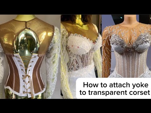Видео: Как прикрепить/накинуть кокетку на прозрачный встроенный КОРСЕТ