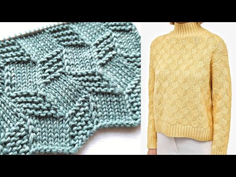 Видео: Замечательный рельефный узор спицами 🔥 Косая шахматка 🔥