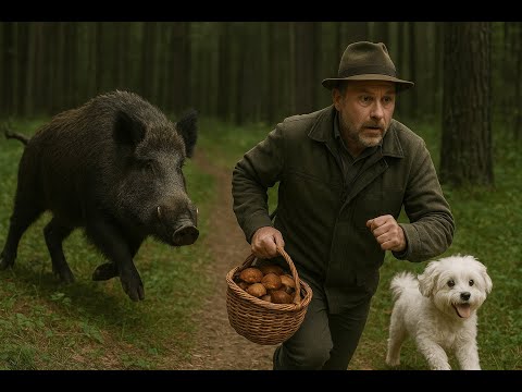 Видео: Кабаны погнались за грибником и собакой! Еле сбежали и нашли грибы 🍄🐗