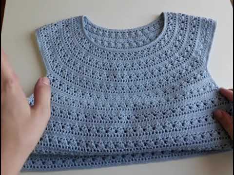 Видео: Топ "Небо" крючком на круглой кокетке.