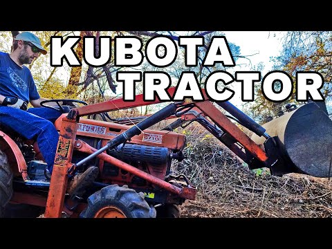 Видео: Дизельный тягач KUBOTA B7100 4x4 с фронтальным погрузчиком и грейдерным оборудованием