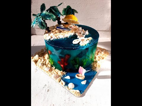 Видео: Торт-остров,⠀Торт-аквариум, Торт-подводный мир 🌊🐬🐡🐙🦑🐢⁣⁣⠀