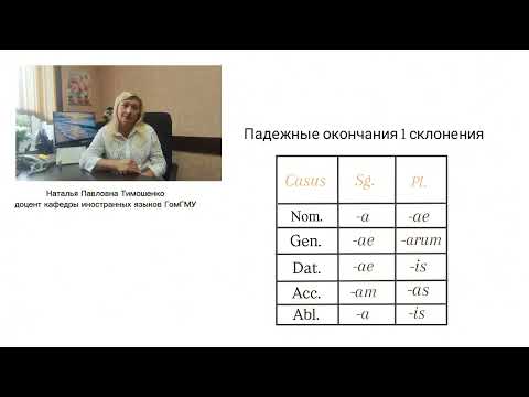Видео: Тимошенко Н.П. Латинский язык. Первое склонение существительных и прилагательных