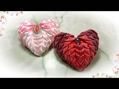 Видео: Сердечко из атласных лент, магнит сувенир ❤  2020 ❤ diy heart from satin ribbons