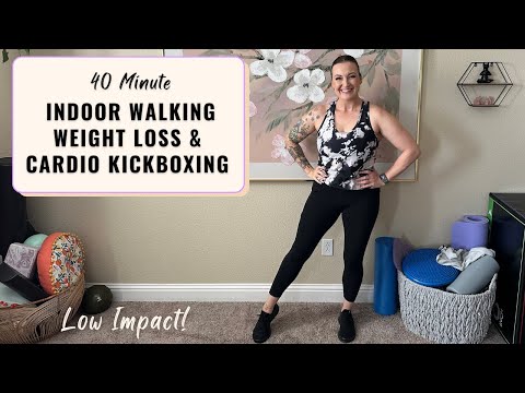 Видео: Ходьба в помещении и низкоударная кардио-кикбоксинг: низкоударная кардио-тренировка для похудения...