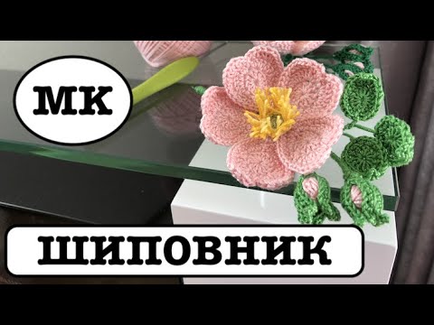 Видео: ШИПОВНИК КРЮЧКОМ. БРОШЬ-ЦВЕТОК КРЮЧКОМ