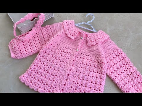 Видео: Pink Candy Crochet Easy Baby Girl Cardigan / Детское пальто / 1-2 лет