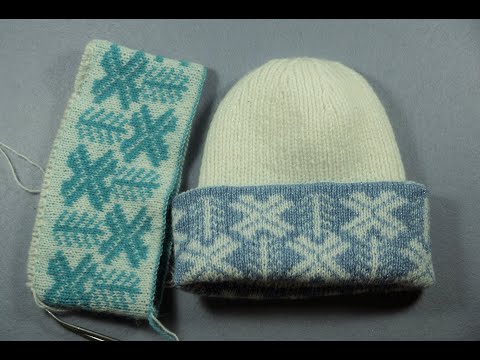 Видео: Шапка с отворотом, двухсторонняя #Елочка#