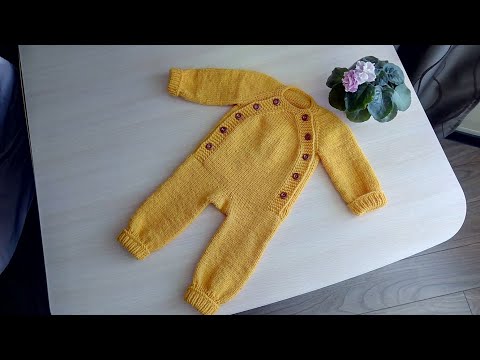 Видео: Вязаный комбинезон на 3-6 месяцев