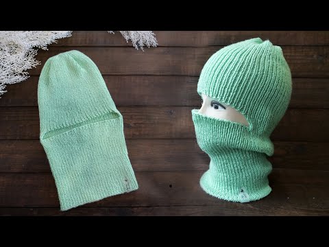 Видео: Тренд сезона 🔥 Балаклава спицами - 3 в одном шапка/маска/снуд ❄ Balaclava knitting ☃