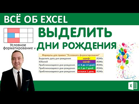 Видео: Выделить Дни Рождения. Условное форматирование.
