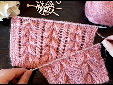 Видео: Узор спицами "Треугольники с ажуром".