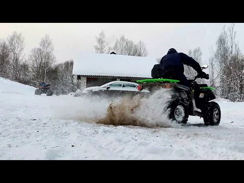 Видео: Проходимость по снегу квадроциклов Zongshen Tundra и Regulmoto ATV220