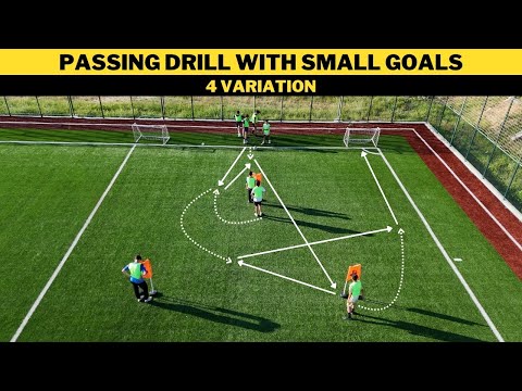 Видео: Упражнение на пас с маленькими воротами | 4 вариации | Футбольная тренировка | U13 U14 U15 U16