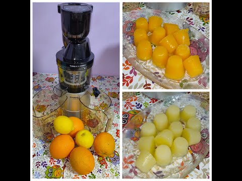 Видео: Фруктовый ЛЁД из апельсинов и лимонов. Шнековая Соковыжималка RAWMID Vitamin отжимает сок. Вкусно!