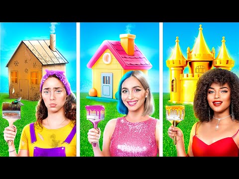 Видео: Домики одного цвета челлендж! Бедная vs богатая vs ультра богатая