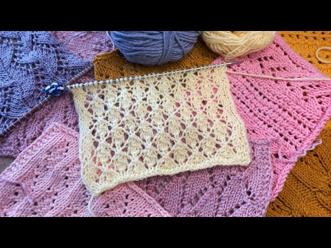Видео: Красивые мелкие ромбы! Ажурные узоры спицами.🥰  Free knitting patterns