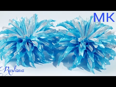 Видео: Зимний бантик из атласных лент 2,5 см МК канзаши