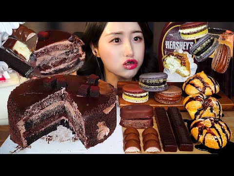 Видео: Шоколадный торт АСМР Мукбанг 🍫 Десерт Сливочный хлеб МороженоеㅣDessert Chocolate Mukbang